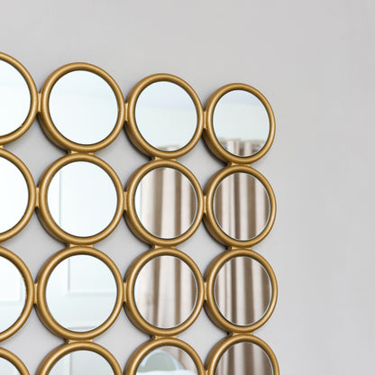 Large Gold Multi Circle Wall Mirror 95cm x 55cm