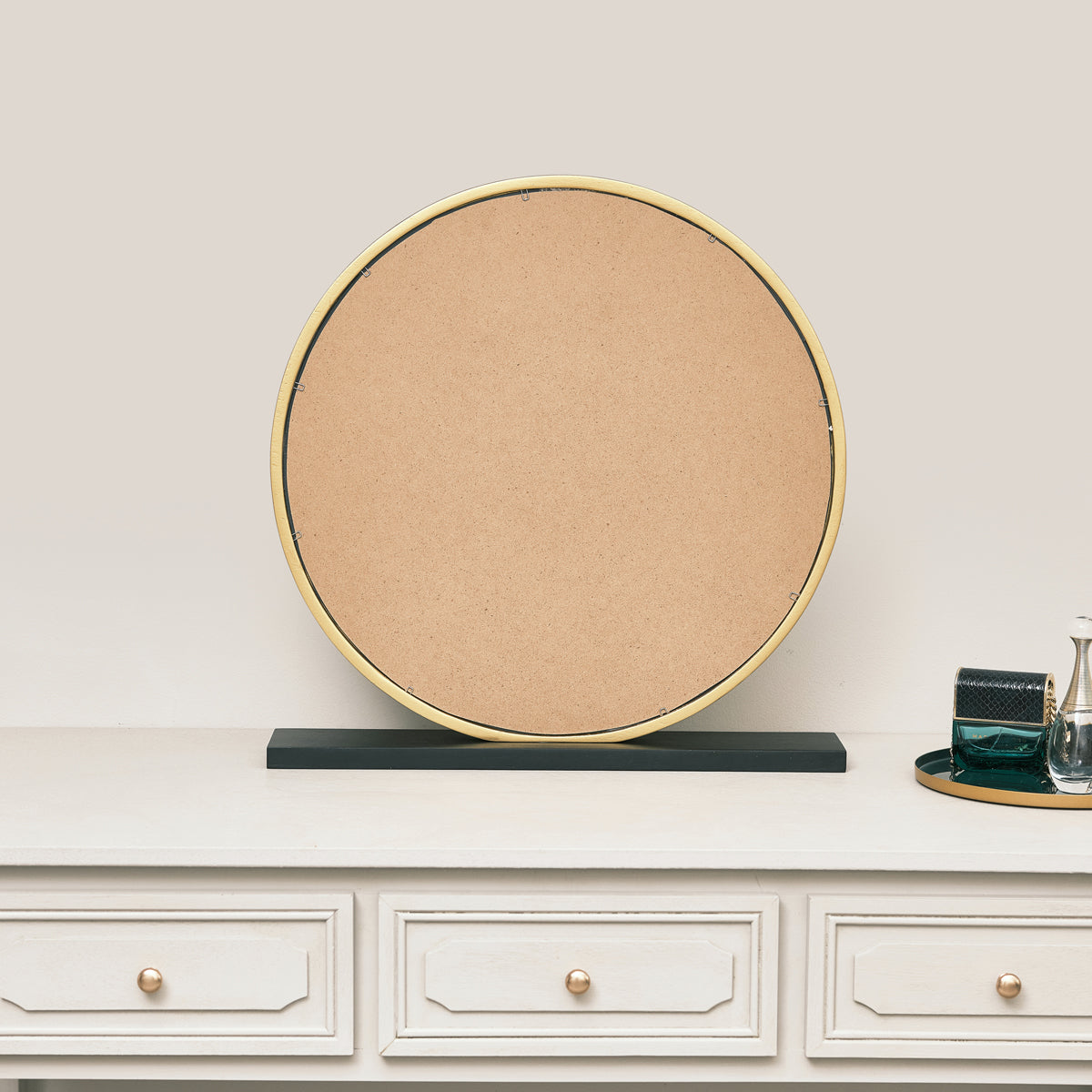 Round Gold & Black Freestanding Table Top Mirror – Windsor Browne