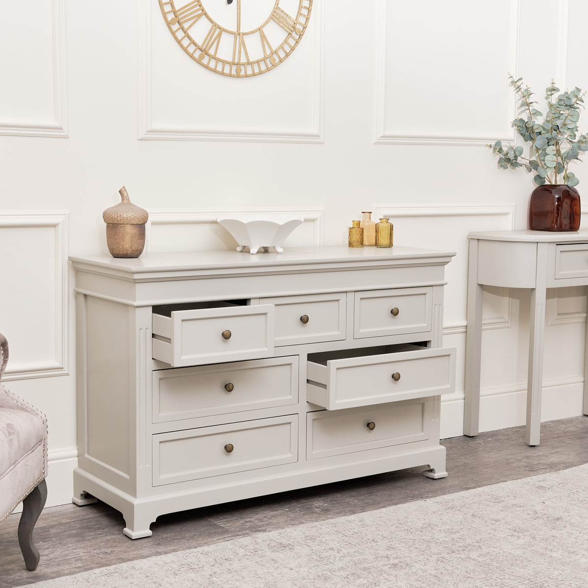 Large Grey 7 Drawer Chest of Drawers - Daventry Grey Range – Windsor Browne