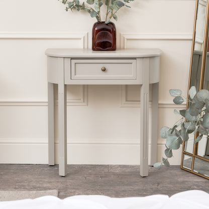 Half Moon Console Table with Drawer Storage – Daventry Taupe-Grey Range