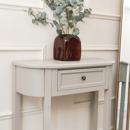 Half Moon Console Table with Drawer Storage – Daventry Taupe-Grey Range