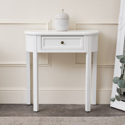 White Half Moon Table - Daventry White Range