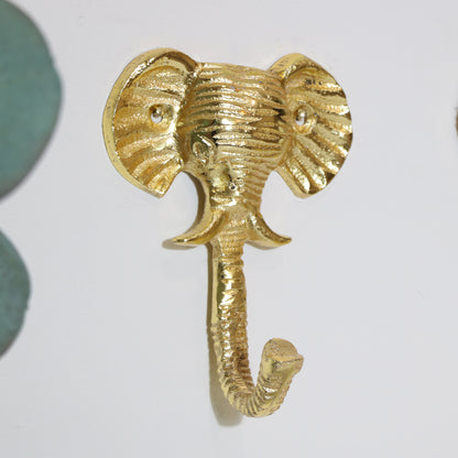 Set Of 3 Gold Elephants Head Wall Hooks