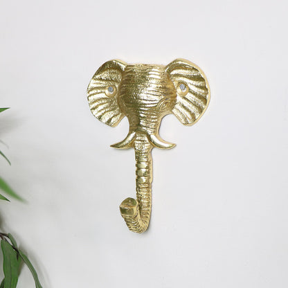 Gold Elephant Head Wall Hook