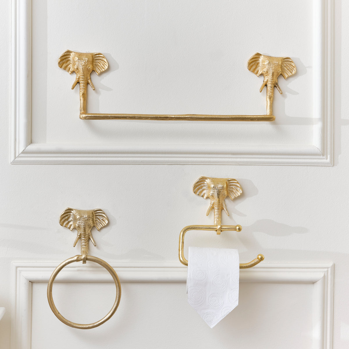 Metallic Gold Elephant Toilet Roll Holder