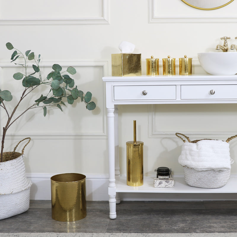 Set of 3 Hammered Gold Metal Jars