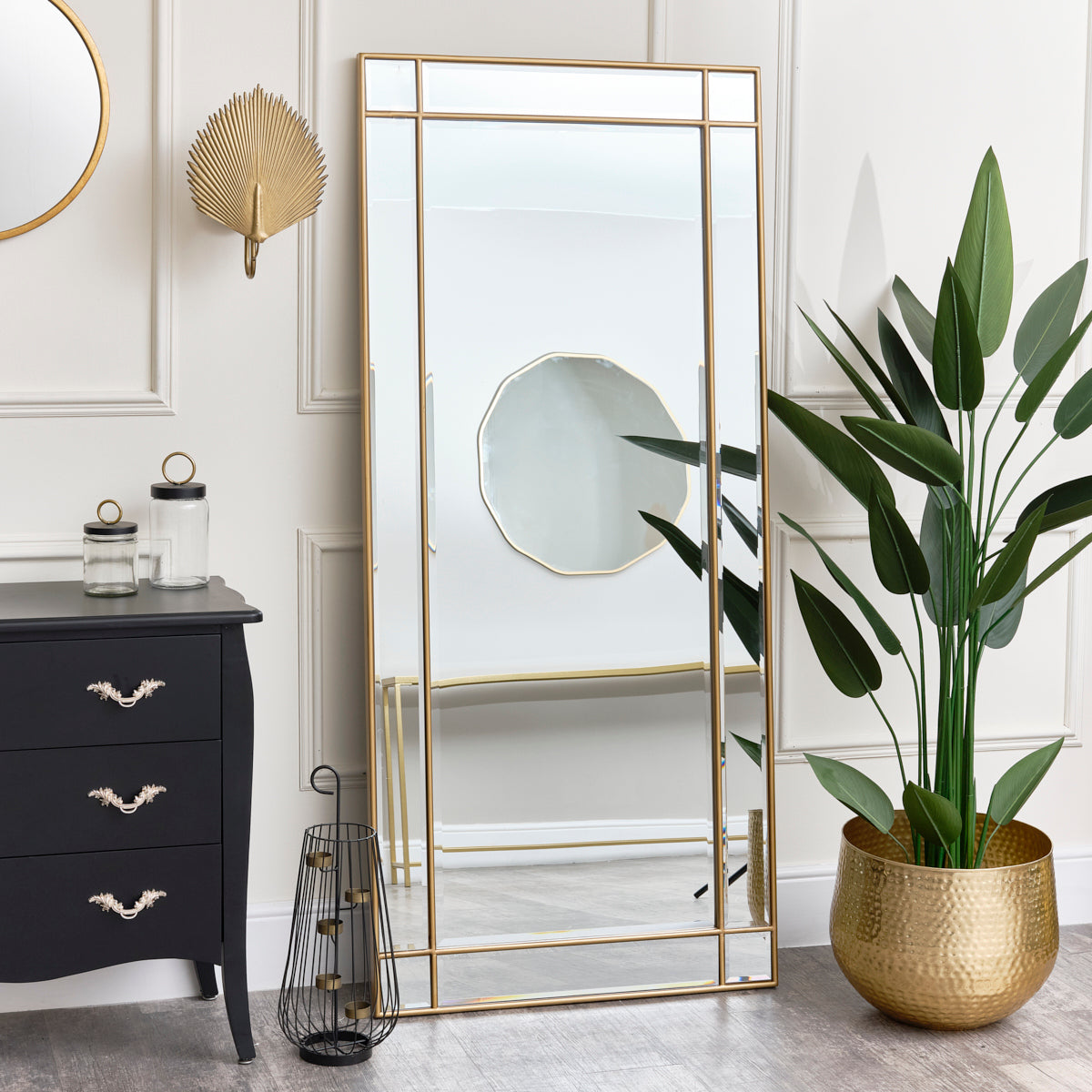 Large Gold Framed Art Deco Wall / Leaner Mirror 80cm x 180cm