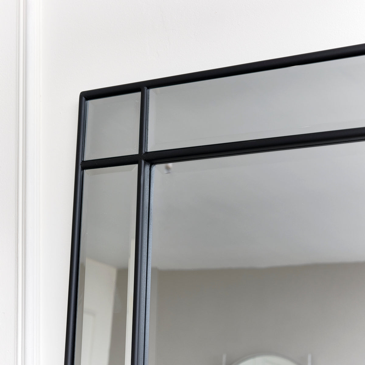 Large Black Framed Art Deco Wall / Leaner Mirror 180cm x 80cm