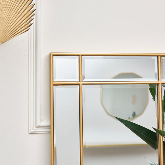  Gold Framed Art Deco Wall / Leaner Mirror 54cm x 142cm 