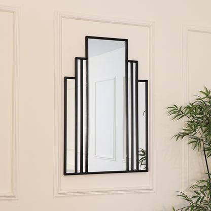 Black Fan Art Deco Wall Mirror 90cm x 59cm