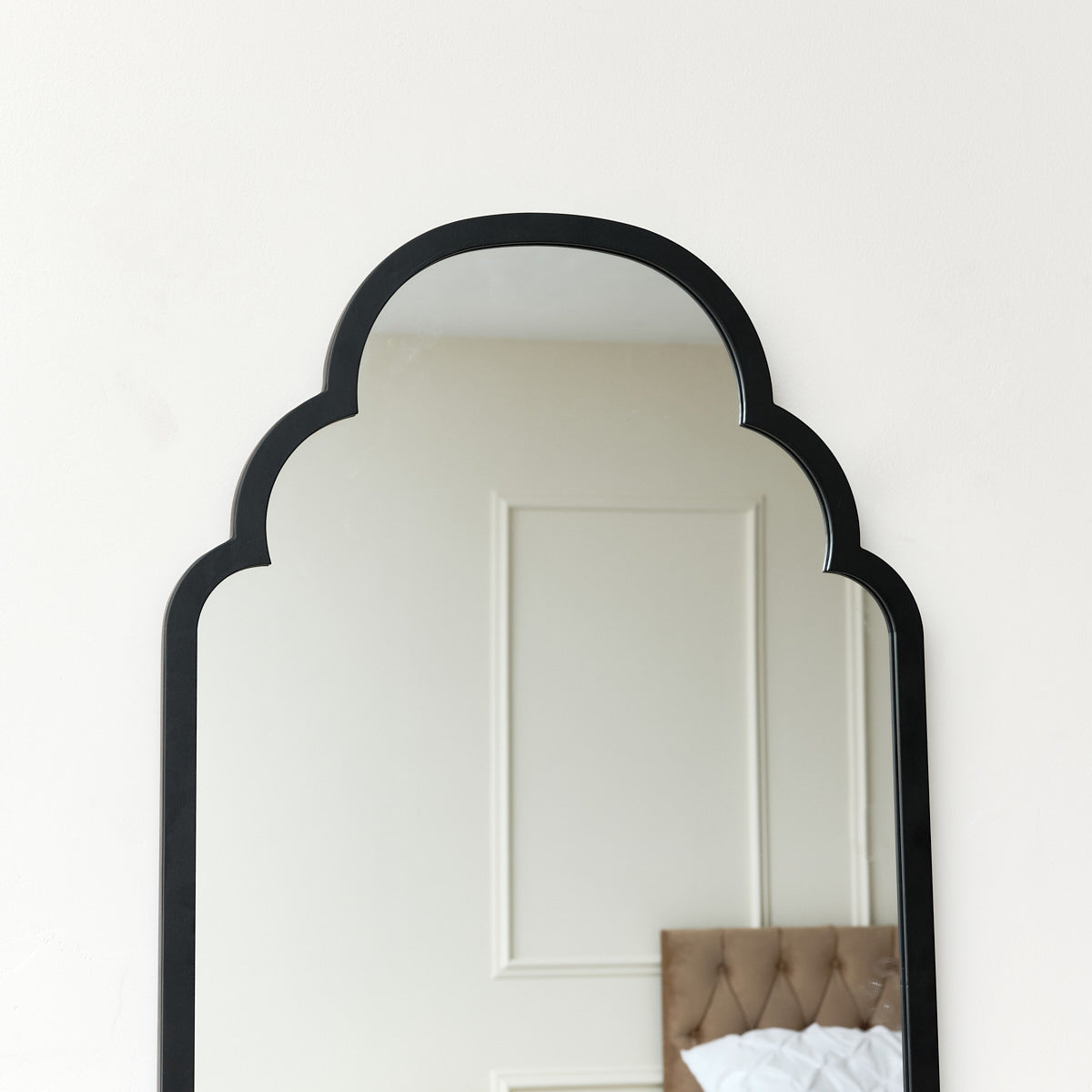 Black Curved Scalloped Framed Wall Mirror 50cm x 100cm