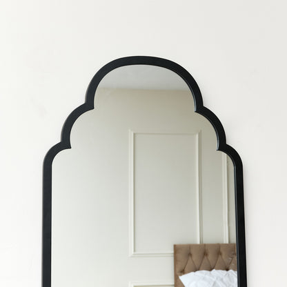 Black Curved Scalloped Framed Wall Mirror 50cm x 100cm