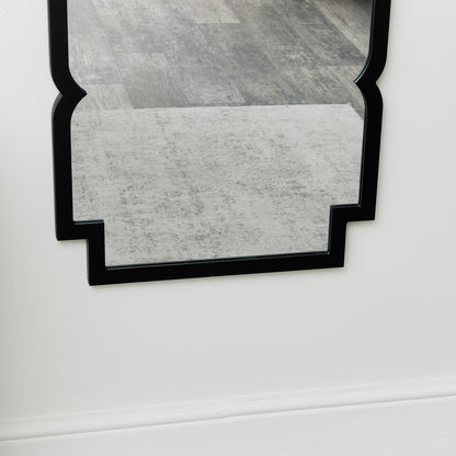 Tall Black Curved Framed Art Deco Wall Mirror 50cm x 150cm