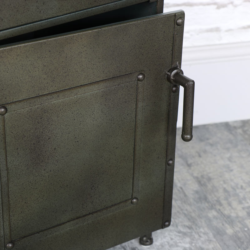 Industrial Style Metal Bedside Cabinet