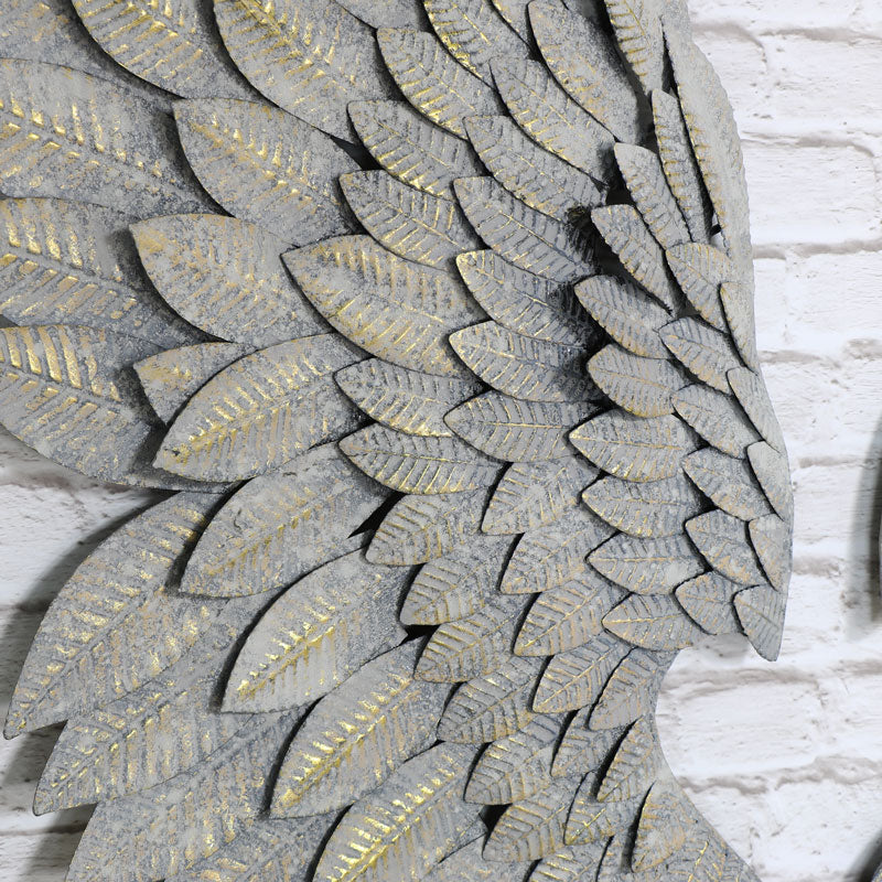 Pair of Large Grey Feather Effect Angel Wings