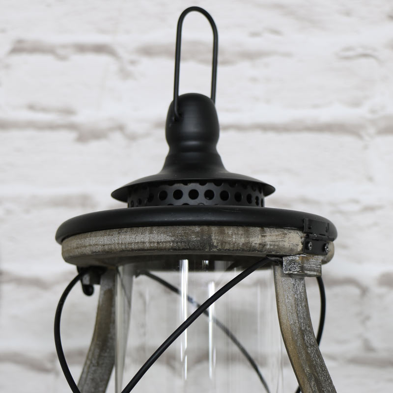 Antique Wooden Miners Lantern Style Table Lamp