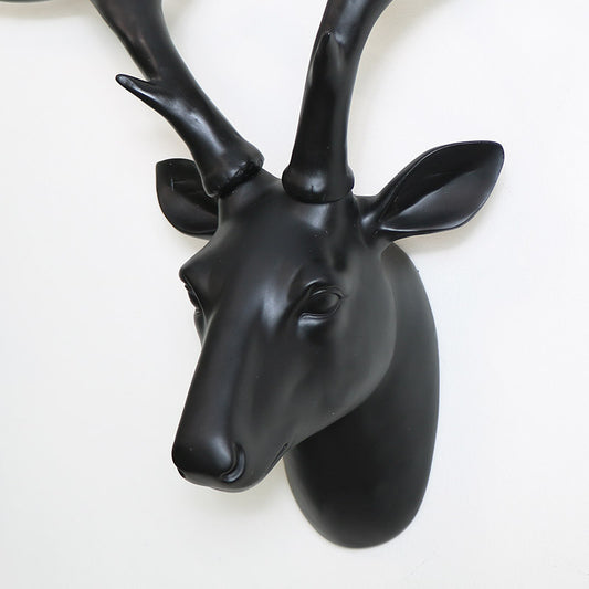  Large Black Stag Head with Gold Birds 