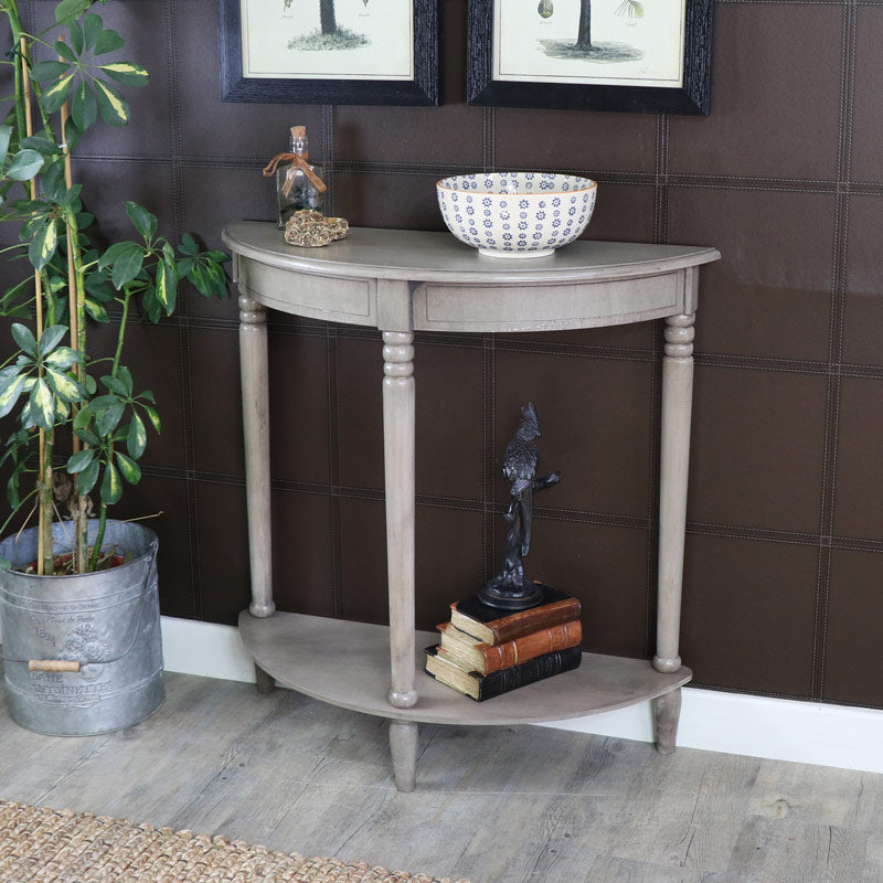 Wooden Half Moon Console Table - Hornsea Range