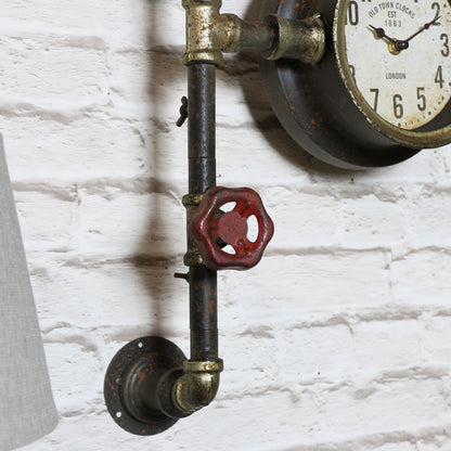 Rustic Industrial Pipework Wall Clock