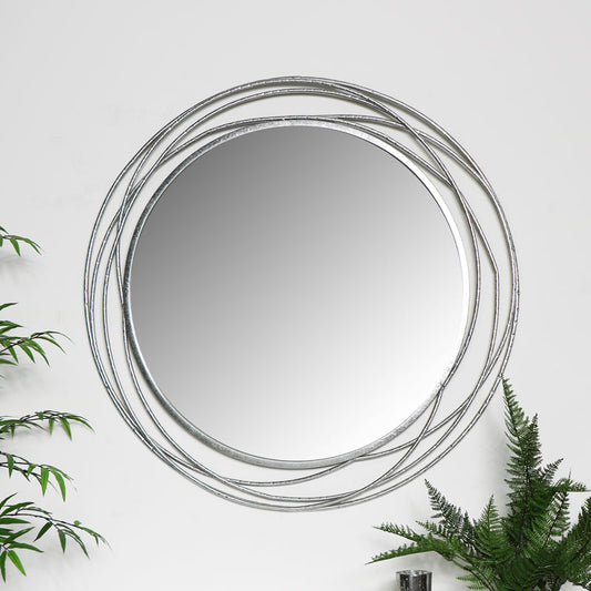  Large Round Silver Swirl Mirror 92cm x 92cm 