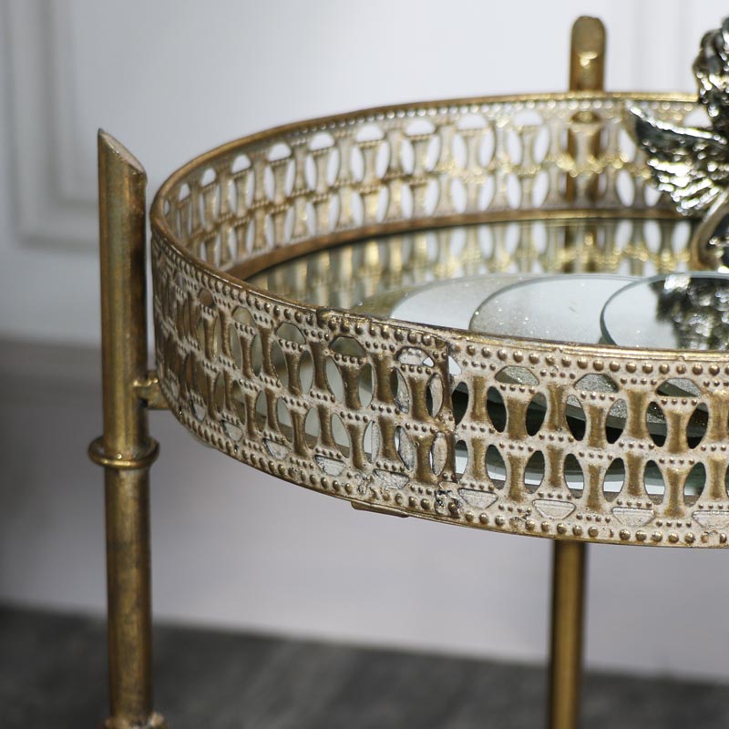 Vintage Gold Mirrored Tray Table