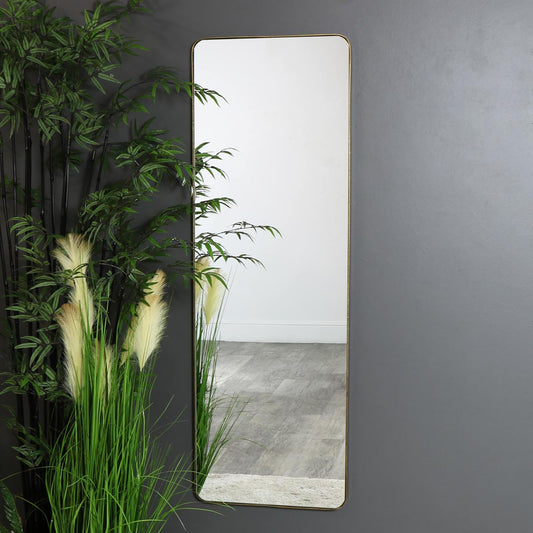  Tall Brushed Gold Wall / Floor / Leaner Mirror 47cm x 142cm 