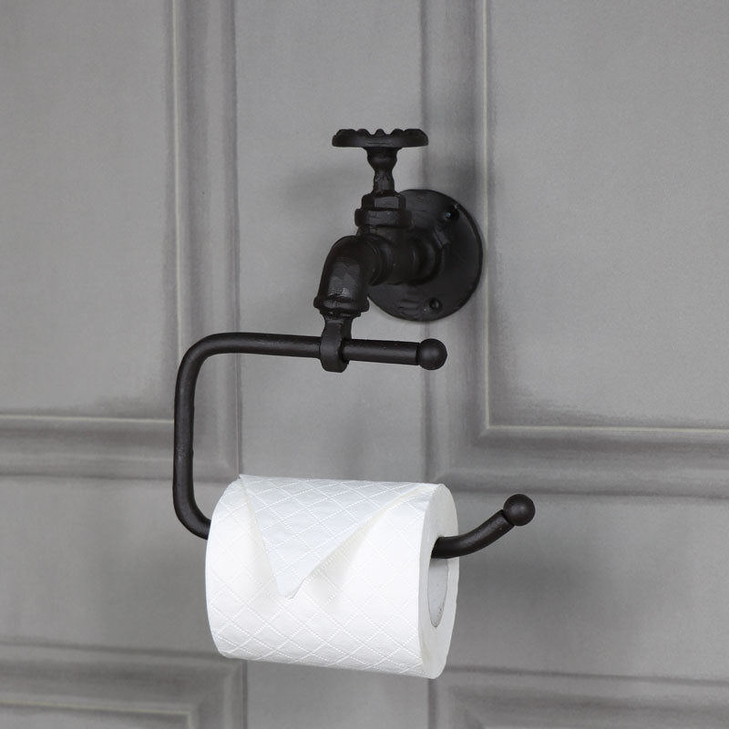 Rustic Metal Tap Toilet Roll Holder