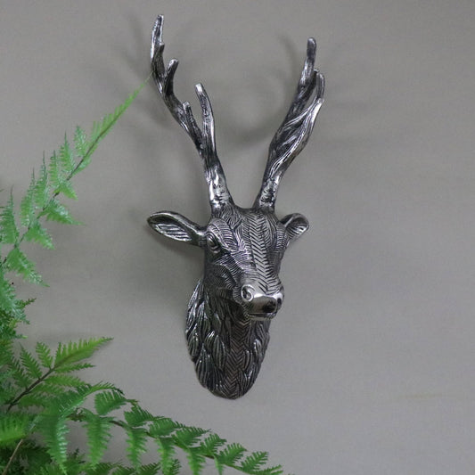  Replica Silver Metal Wall Mounted Stag Head 