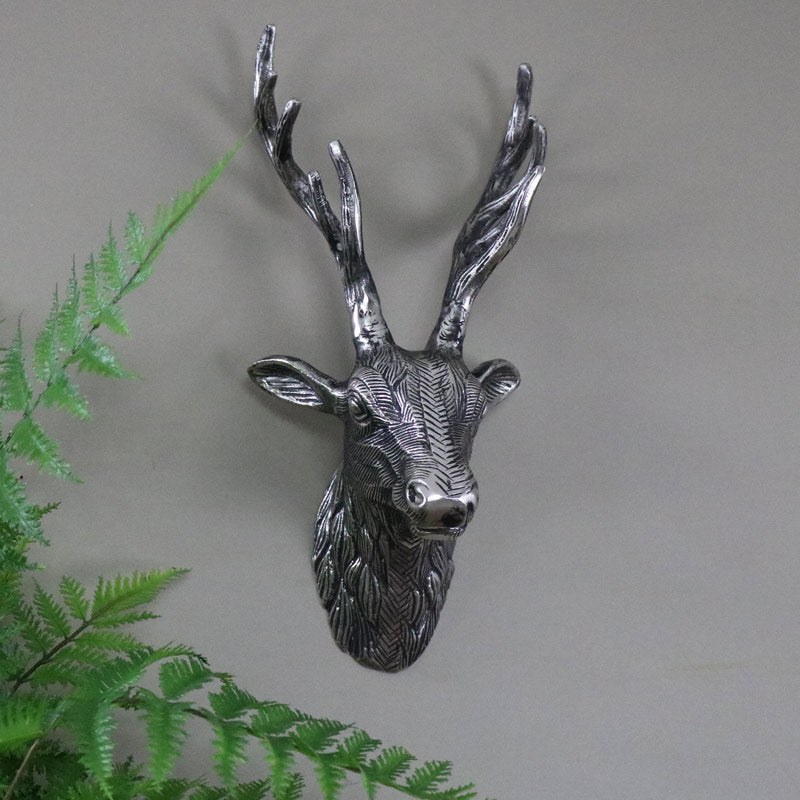 Replica Silver Metal Wall Mounted Stag Head