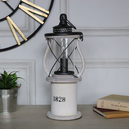 antique white miners style lantern