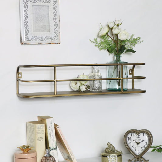  Rustic Gold Metal Wall Shelf 