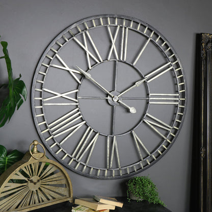 Extra Large Rustic Gold Skeleton Wall Clock