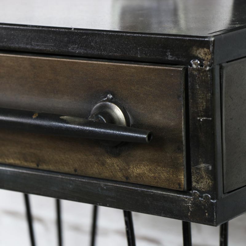 Retro Industrial Metal Bedside Table