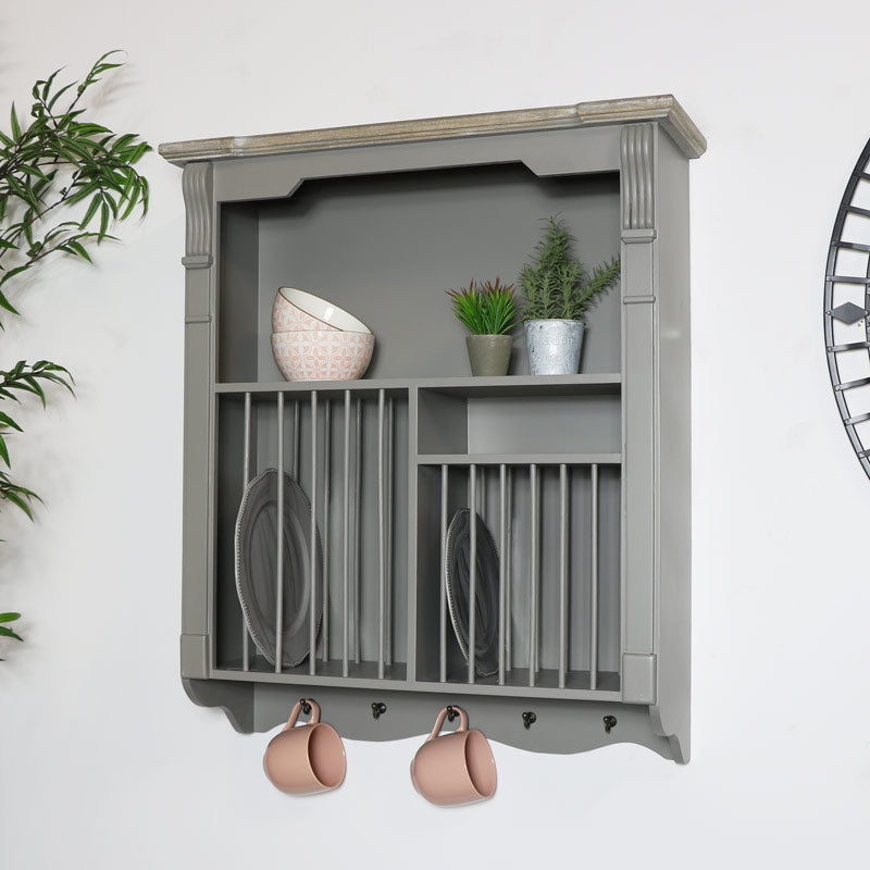 Grey Wall Mounted Plate Rack