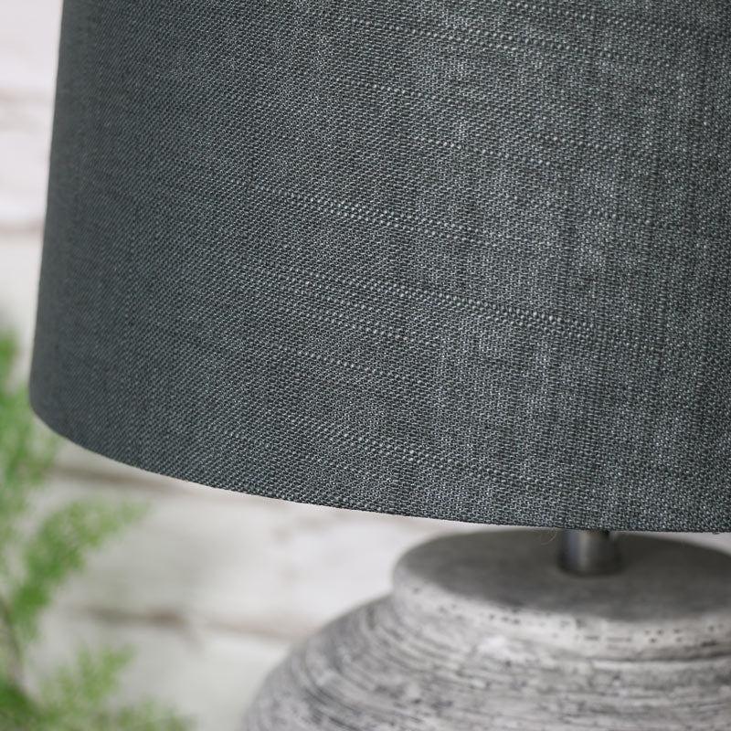 Rustic Grey Stone Round Table Lamp