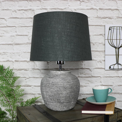 Rustic Grey Stone Round Table Lamp