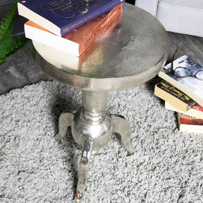 Small Silver Round Side Table