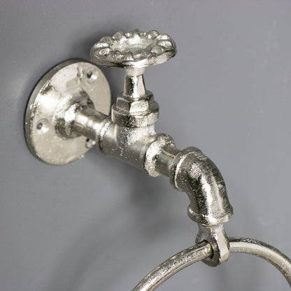 Silver Metal Tap Towel Holder