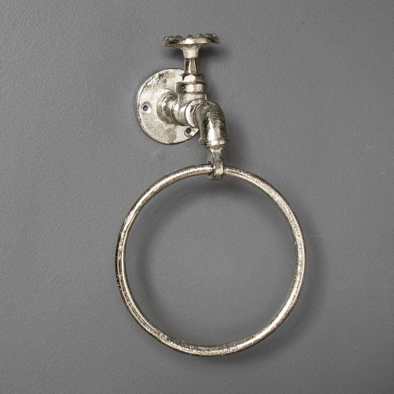 Silver Metal Tap Towel Holder