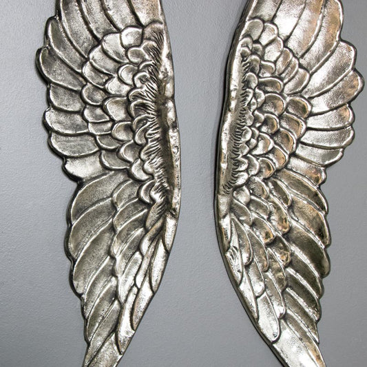  Large Distressed Silver Wall Mountable Wings 