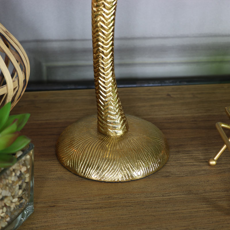 Gold Metal Palm Tree Candlestick