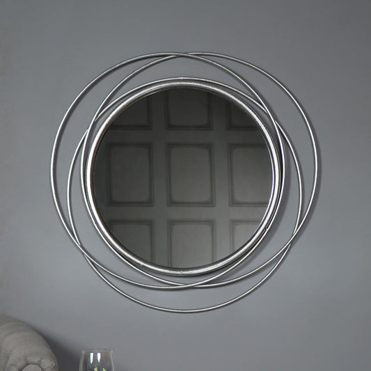  Large Round Antique Silver Swirl Mirror 80cm x 80cm 