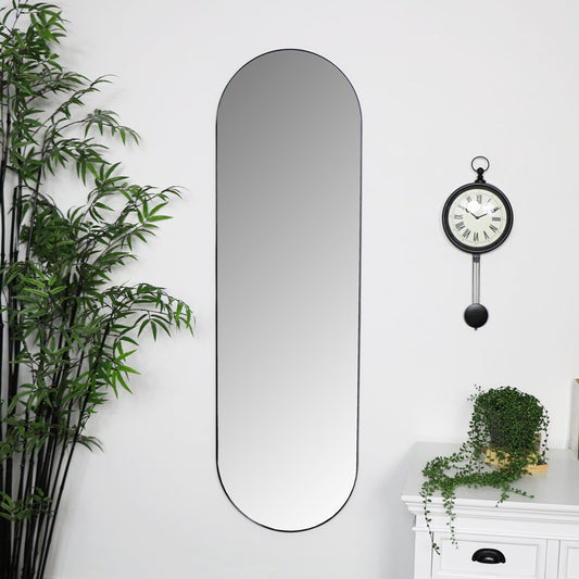  Black Oval Wall Mirror 40cm x 140cm 