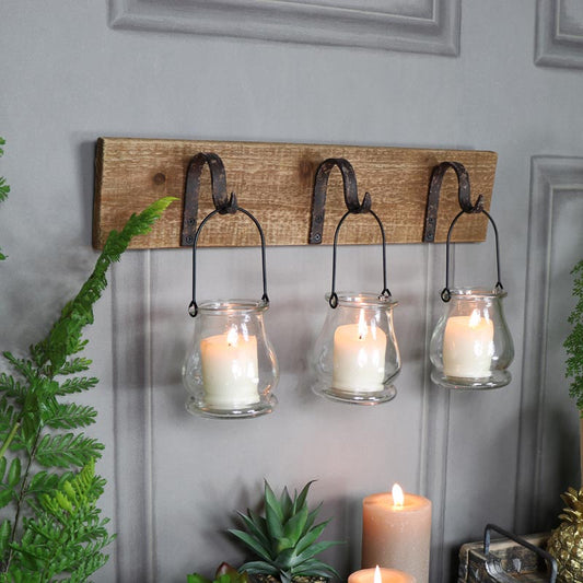  Rustic Wall Mounted Hook Tealight Holder 