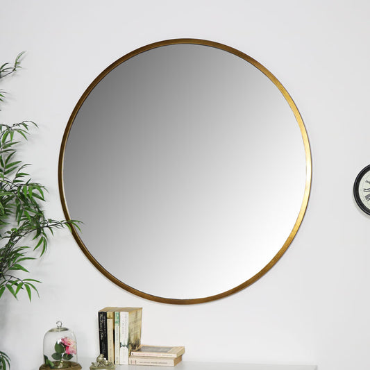  Large Round Gold Mirror 100cm x 100cm 