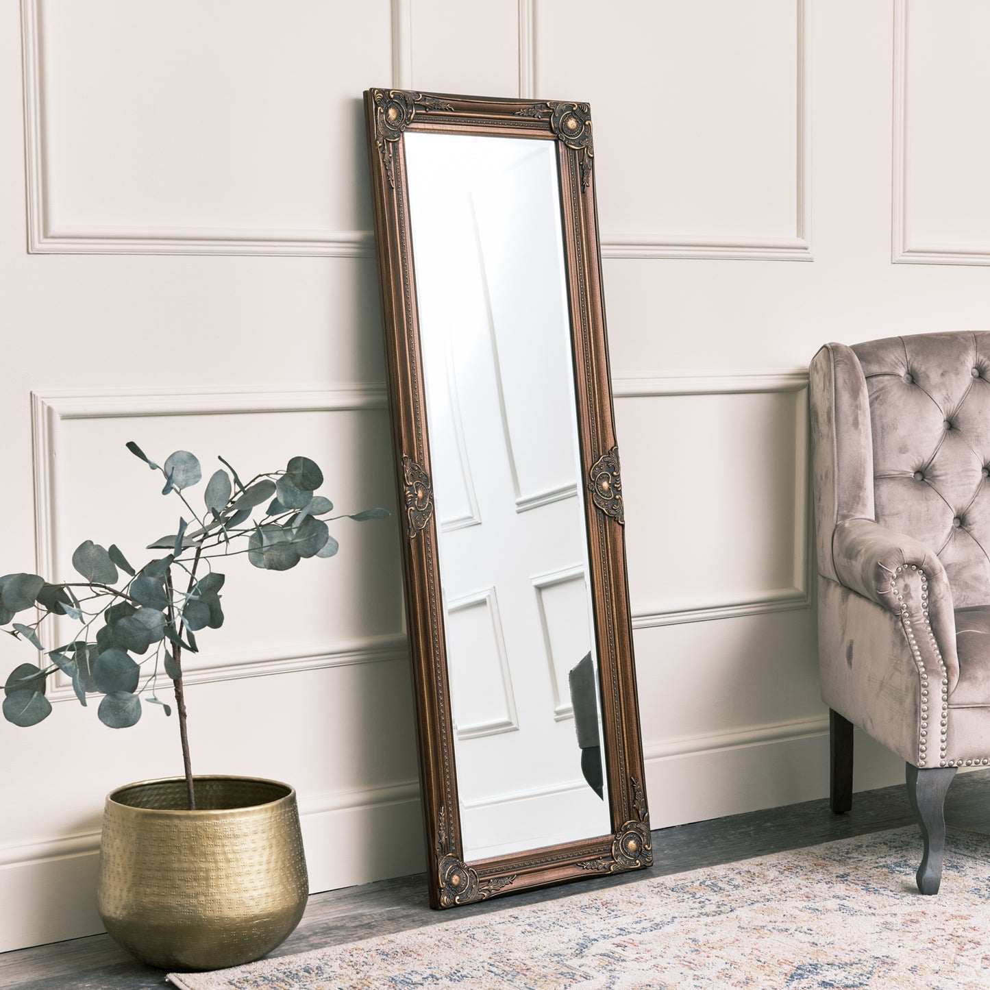 Tall Gold Wall Mirror 47cm x 142cm