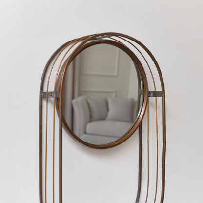 Industrial Round Wall Mirror with Shelf