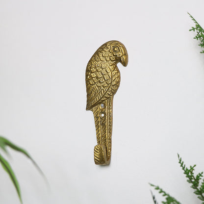 Rustic Gold Parrot Wall Hook