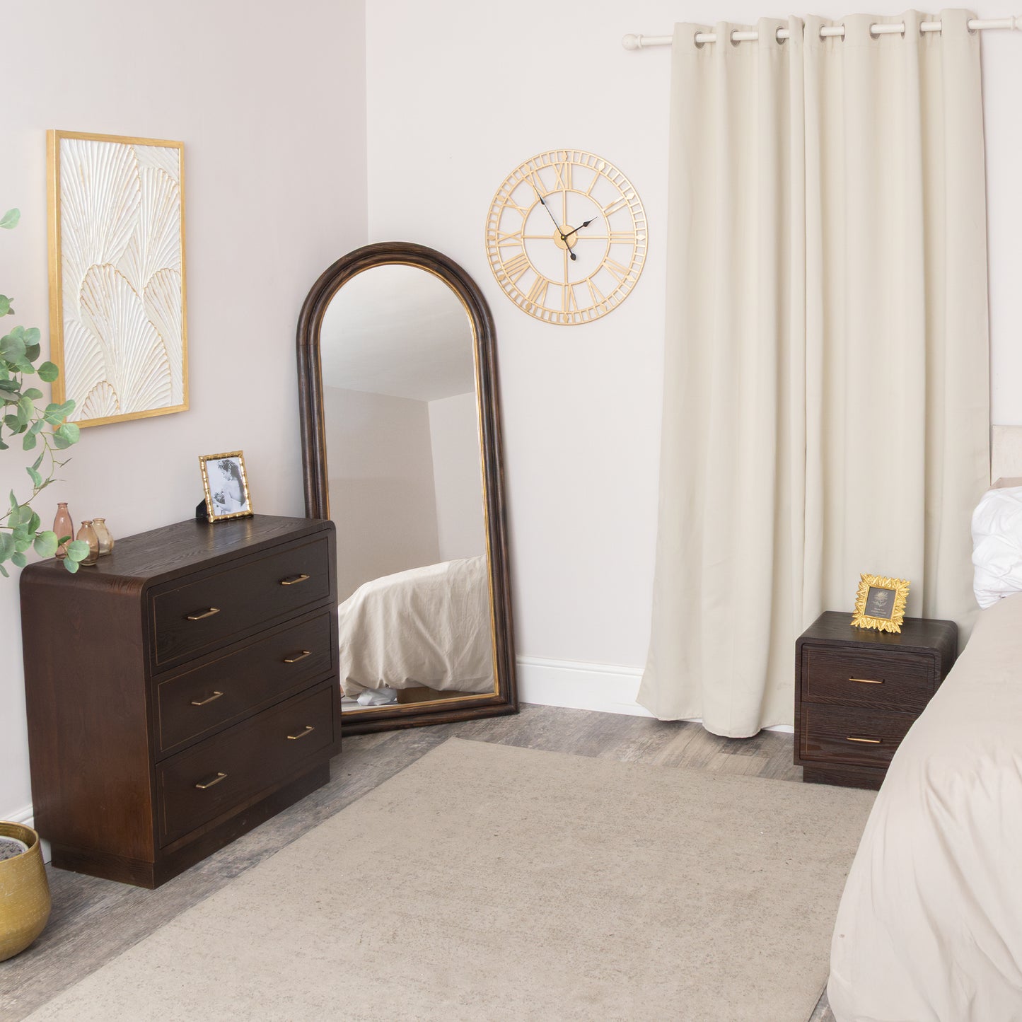 3 Drawer Wooden Chest of Drawers and Pair of 2 Drawer Bedside Tables - Kingsley Range