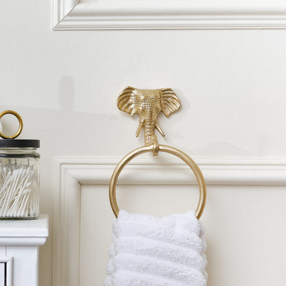 Metallic Gold Elephant Towel Ring